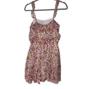 Trixxi Pink Yellow White Black Floral Design Sleeveless Dress Small